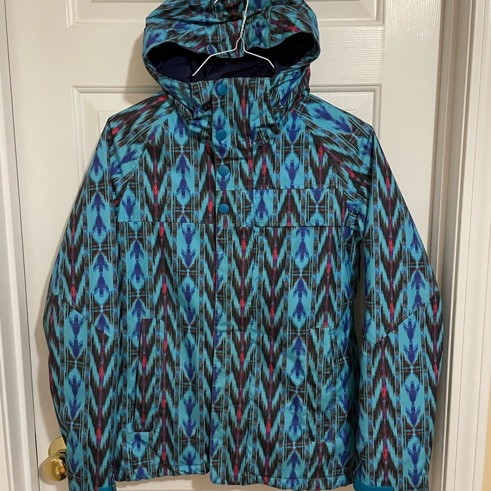 Burton Blue and Black Patterned Ski Jacket